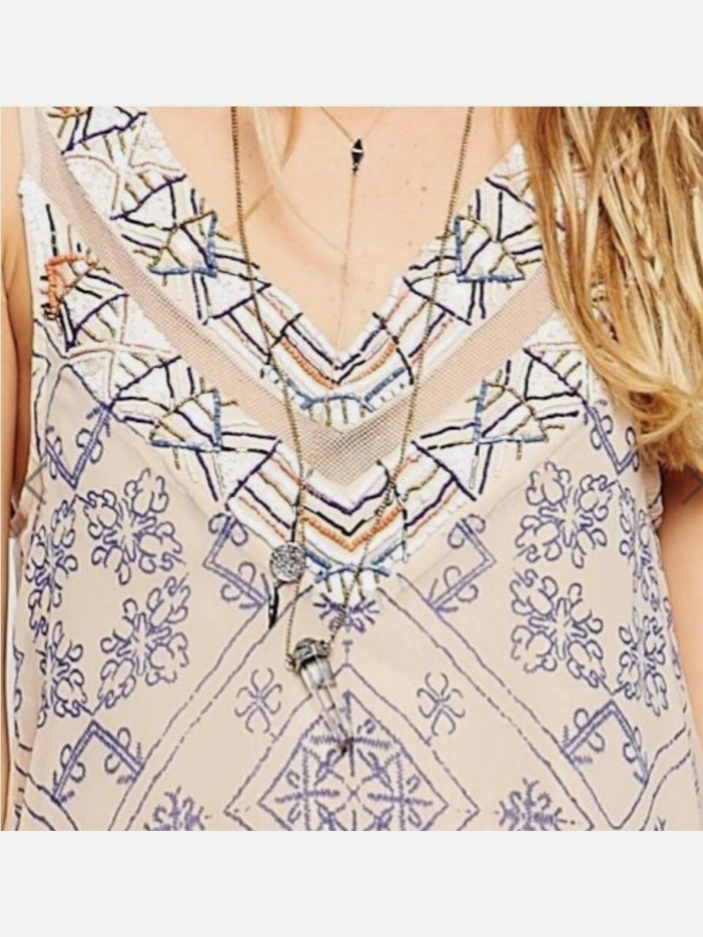 Free People Ancient Mystery Boho Beaded Midi Shift Dress• Small - Picture 6 of 11